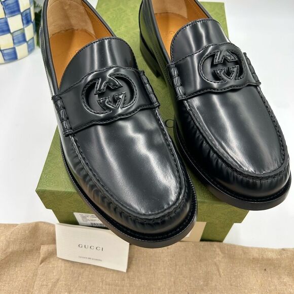 Men’s Gucci interlocking GG  Leather loafers size 11 made in Italy - Picture 2 of 13